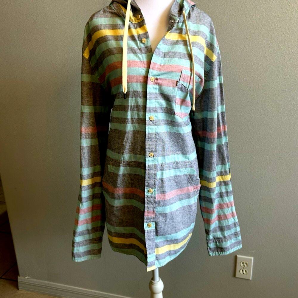 Vintage Levi’s Jacket Hoodie Stripes Button Down Long Sleeve 90s Retro Y2K XL